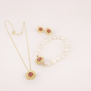 Conjunto em prata com centro e prata