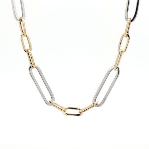 Colar em prata elos bicolores