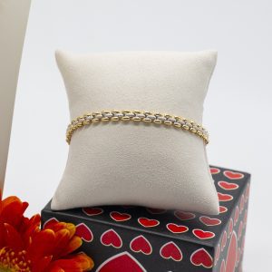 Pulseira em prata com malha bicolor