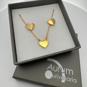 Conjunto de prata brincos e colar Coração II