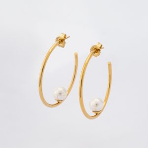 Brincos em prata Majorica - Argola