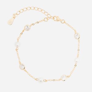 Pulseira em prata com zircónias e pérolas