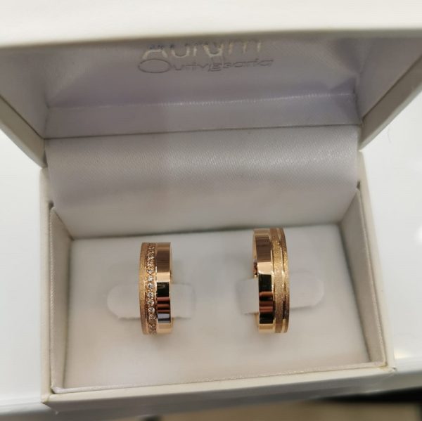 aliança com 2 frisos polida e picotada