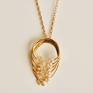 Colar em prata Syngular1s - Leaves and pearls