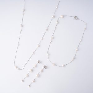 Conjunto em prata Majorica - Dangle Mais comprido